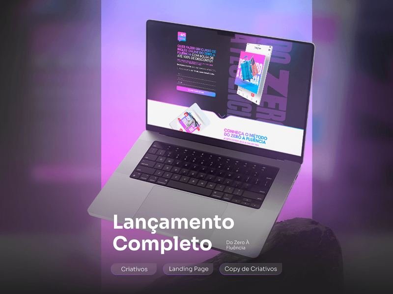 Página de vendas de um curso de inglês aberta em um notebook
